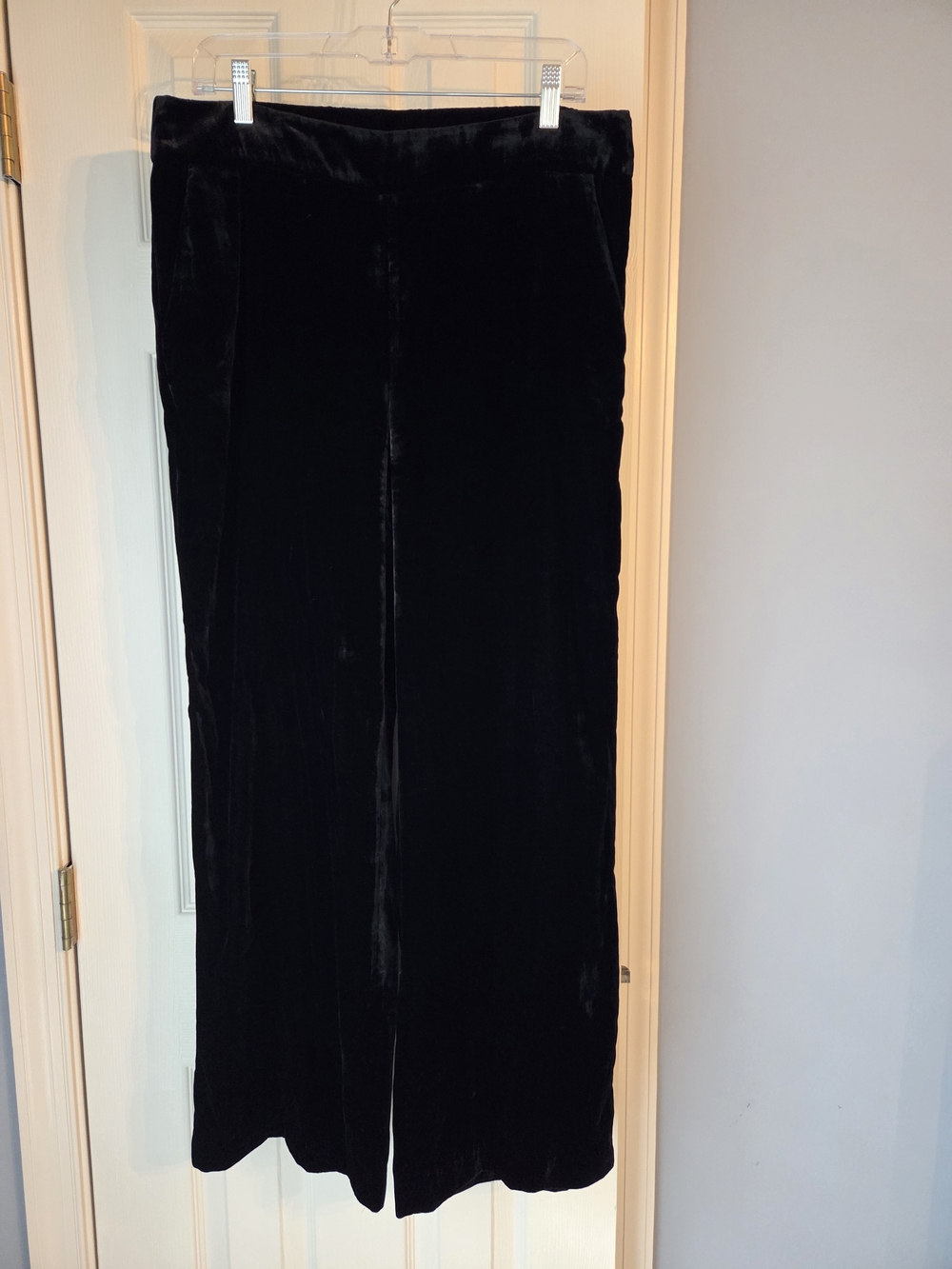 Talbots Black Velvet Side Zipper Wide-Leg Pants Size 10